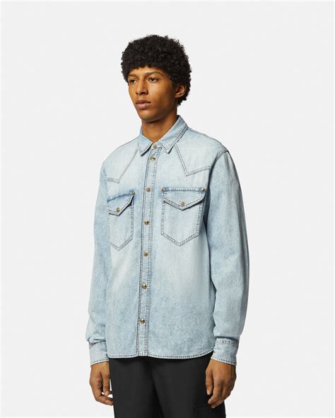 versace shirt reduziert|versace denim shirt.